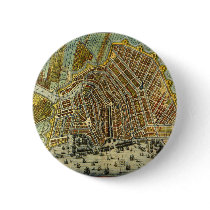 Antique Map of Amsterdam, Netherlands, Holland Button