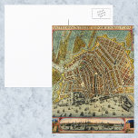 Antique Map of Amsterdam, Netherlands, Holland Postcard