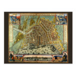 Antique Map of Amsterdam, Netherlands, Holland Post Card