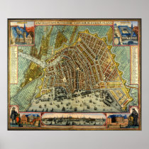 Antique Map of Amsterdam, Netherlands, Holland Posters