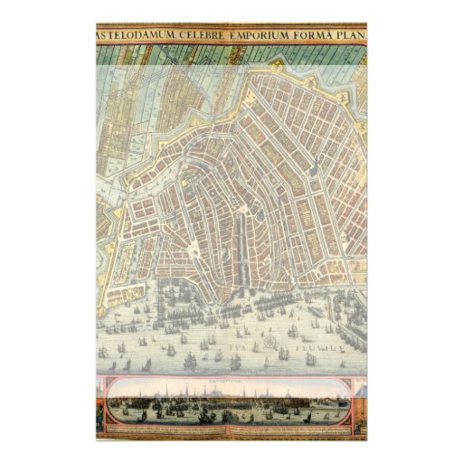 Antique Map of Amsterdam, Netherlands, Holland Customized Stationery