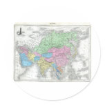 Antique Map of Asia circa 1800s Round Stickers