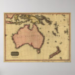 Antique Map of Australia and New Zealand 1818 Posters