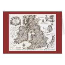 Antique Map of Britain - Greeting Card