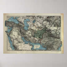 Antique Map of Central Asia 1885 Print