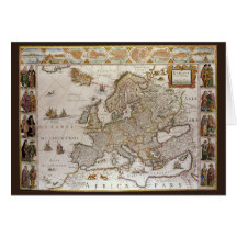 Antique Map of Europe, c1617 by Willem Jansz Blaeu Cards