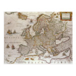 Antique Map of Europe, c1617 by Willem Jansz Blaeu Postcard
