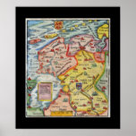Antique Map of Fiesland - Fryslân - West Frisia posters