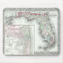 Antique Map of Florida & Mobile, Alabama Mouse Pads