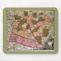 Antique Map of Hungary Mouse Pad