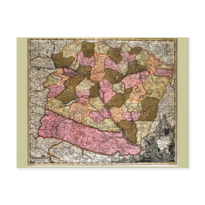 Antique Map of Hungary Post Card by pageofhistory