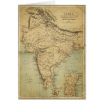 Antique Map of India in the 19th Century Greeting Cards