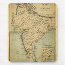 Antique Map of India in the 19th Century Mouse Mat