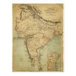 Antique Map of India in the 19th Century Postcard