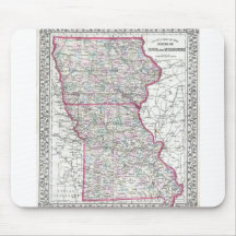 Antique Map of Iowa & Missouri circa 1874 Mouse Pads