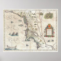 Antique Map of New York, New England