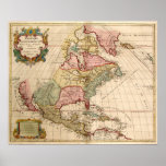 Antique map of North America Poster
