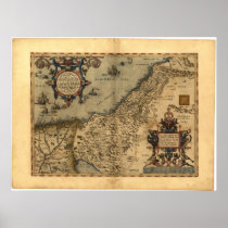 Antique Map of Palestine ORTELIUS ATLAS 1570 A.D. Print