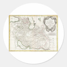 Antique Map of Persia- Iran, Afghanistan, & Iraq Round Stickers