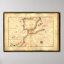 Antique Map of Strait of Gilbraltar Posters