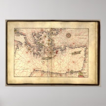 Antique Map of the Eastern Mediterranean Sea Print