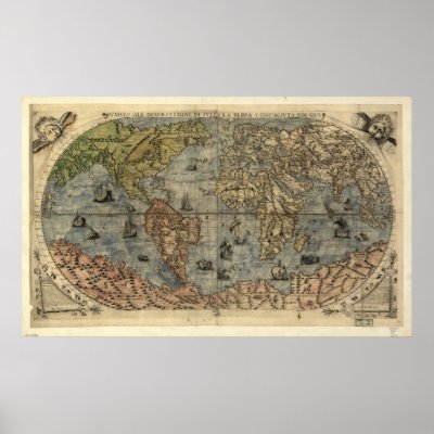 Antique Map of the World as of 1565 Posters by terraprints_classic