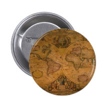 ANTIQUE MAP PINBACK BUTTON