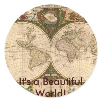 ANTIQUE MAP ROUND STICKER
