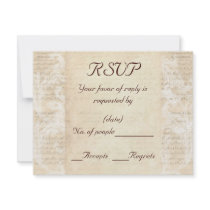 Antique Music Sheet RSVP Card Template Personalized Announcements