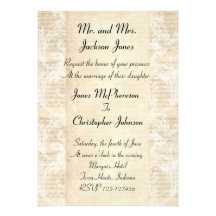 Antique Music Sheet Wedding Invitation