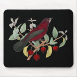 Antique Natural History Bird Print Red Finch Mouse Pads