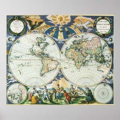 Antique Old World Map by Pieter Goos, 1666 Poster by YesterdayCafe