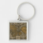 Antique Old World Map History Design Keychain
