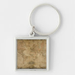 Antique Old World Map History Design Keychain