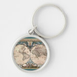 Antique Old World Map History Design Keychain