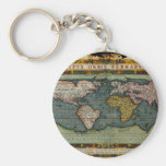 Antique Old World Map History Design Keychain