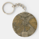 Antique Old World Map History Design Keychain