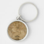 Antique Old World Map History Design Keychain