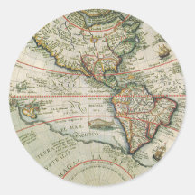 Antique Old World Map of the Americas, 1597 Stickers