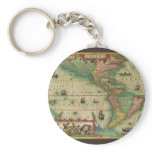 Antique Old World Map of the Americas, 1606 Key Chain