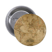 Antique Old World Map on a Pin