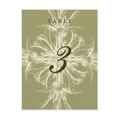 Antique Olive Floral Table Number Cards by BotanicalArt