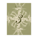 Antique Olive Floral Table Number Cards postcards