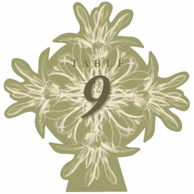 Antique Olive Floral Table Number Cut Out by BotanicalArt
