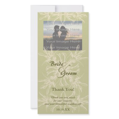 Antique Olive Floral Thank You Photo Card by BotanicalArt