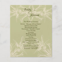Antique Olive Floral Wedding Program Full Colour Flyer