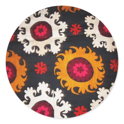 Antique Ottoman Embroidery Turkish Rug Round Sticker by oldsaltydog