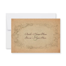 Antique Oval Parchment rsvp with envelopes Invitations