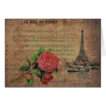 Antique Paris Music Roses Card cards