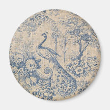 Antique Peacock Toile Magnets